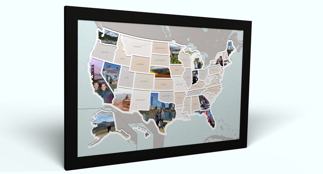 50 States Photo Map with Printed Background